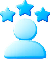 Person and 3 stars icon.